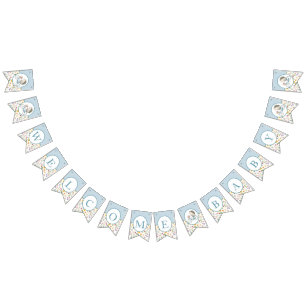 Welcome Baby Cute Hedgehog Floral Baby Shower Bunting