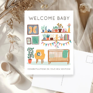 WELCOME BABY Cute Nursery Gender Neutral Congrats Postcard
