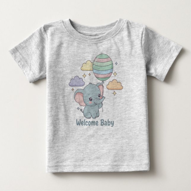 Welcome Baby Elephant Design Baby T-Shirt (Front)