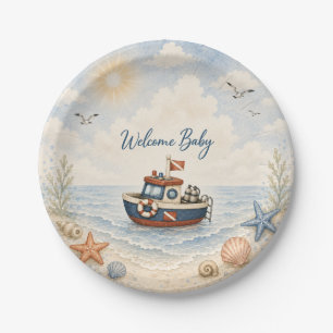 Welcome Baby Future Diver for Baby Shower Paper Plate