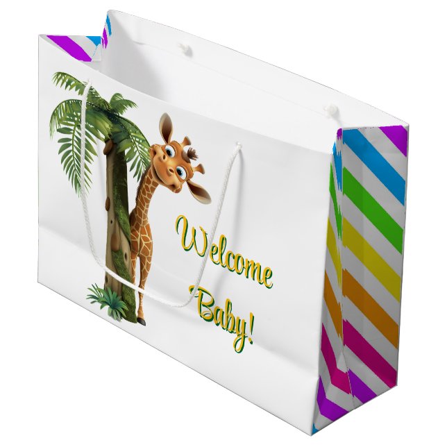 Welcome Baby Giraffe  Large Gift Bag (Front Angled)