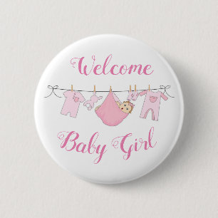Welcome Baby Girl 6 Cm Round Badge