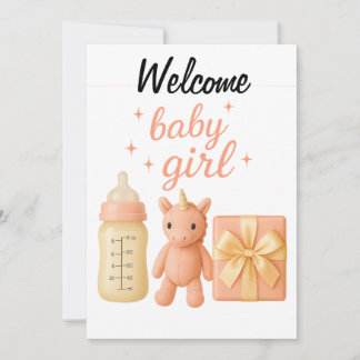 Welcome Baby Girl Baby Shower Card