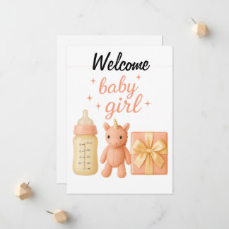 Welcome Baby Girl Baby Shower Card