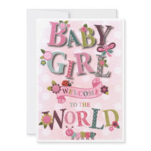 Welcome Baby Girl, birth card