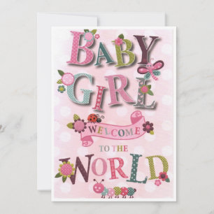 Welcome Baby Girl, birth card