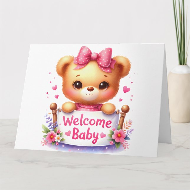 Welcome Baby Girl Card  (Front)