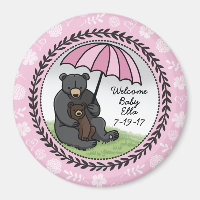 Welcome Baby Girl Mama Bear and Cub Personalised