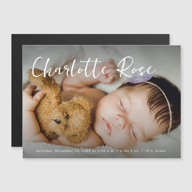 Welcome Baby girl Modern Custom Photo Stats  (Front/Back)