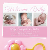 Welcome Baby Girl Newborn Photo Pretty Pink