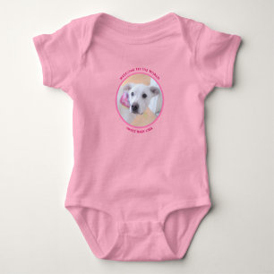 Welcome Baby Girl Photo of Cute White Puppy Dog Baby Bodysuit