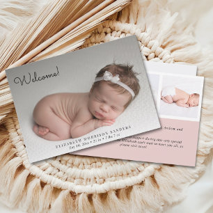 Welcome! Baby Girl Photos Background Customizable Invitation