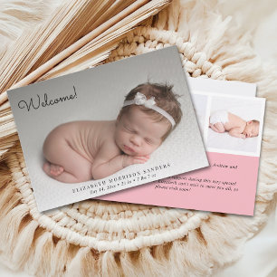 Welcome! Baby Girl Photos Background Customizable Invitation