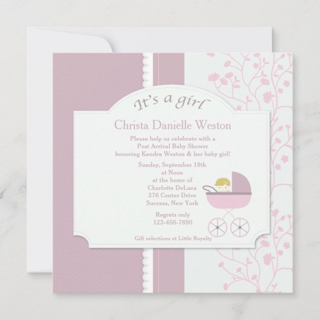 Welcome Baby Girl Shower Invitation (Front)