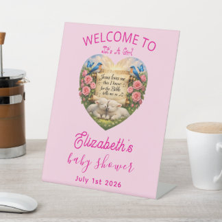 Welcome Baby Girl Shower Pedestal Sign