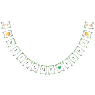 Welcome Baby Green Jungle Safari Shower Sprinkle Bunting