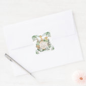 Welcome Baby Greenery Jungle Animals Favours Square Sticker (Envelope)