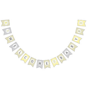 Welcome Baby - Light yellow and grey Bunting