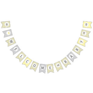 Welcome Baby - Light yellow and grey Cute Elephant Bunting