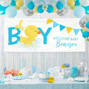 Welcome Baby Name Boy Rubber Duck Baby Shower Banner