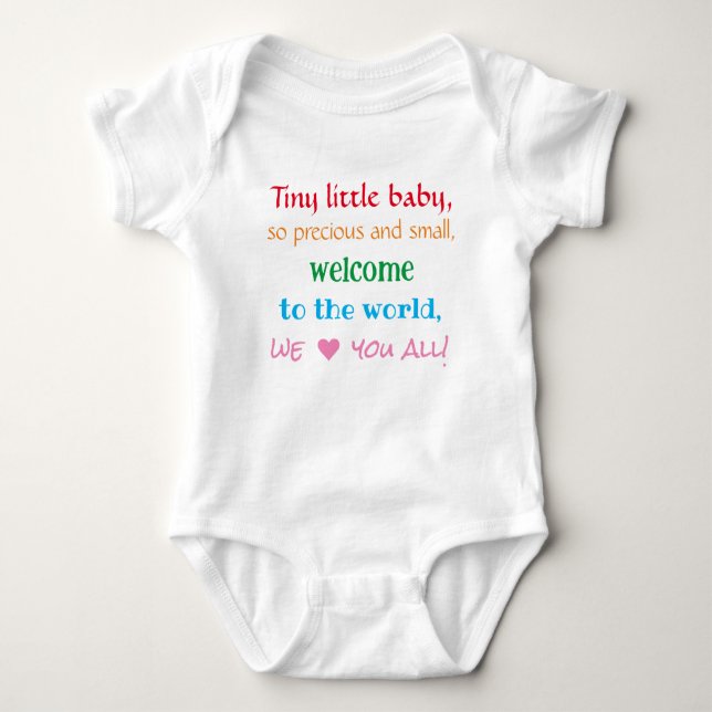 Welcome Baby One-Piece, Unisex, Rhyme, Colourful Baby Bodysuit (Front)