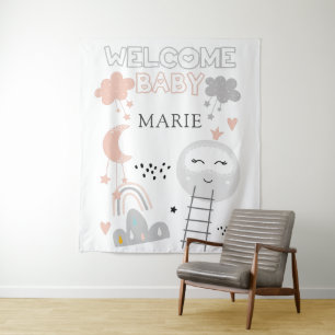Welcome Baby Pathway to the Moon Personalised Tapestry