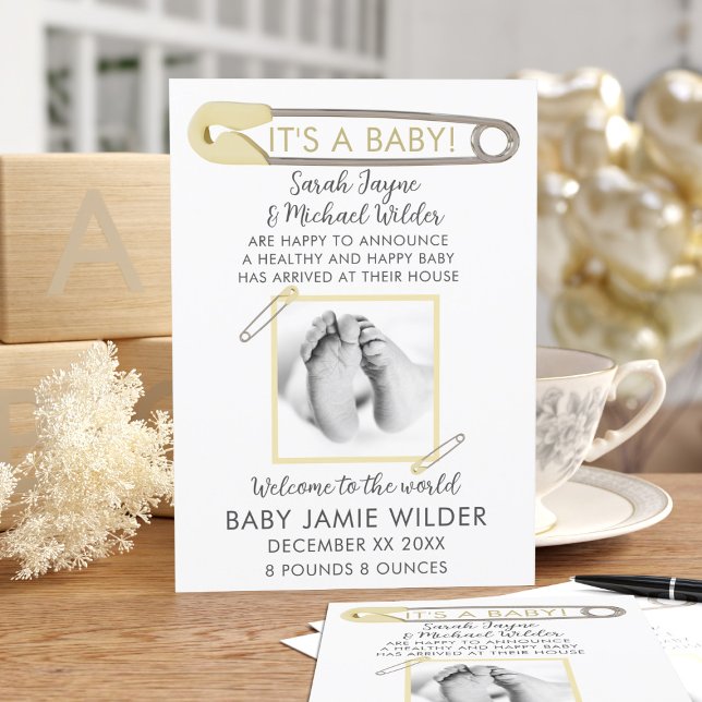 Welcome Baby Photo Birth Announcement Card (Add your new baby photo and Welcome to the World message to this gender neutral birth announcement)