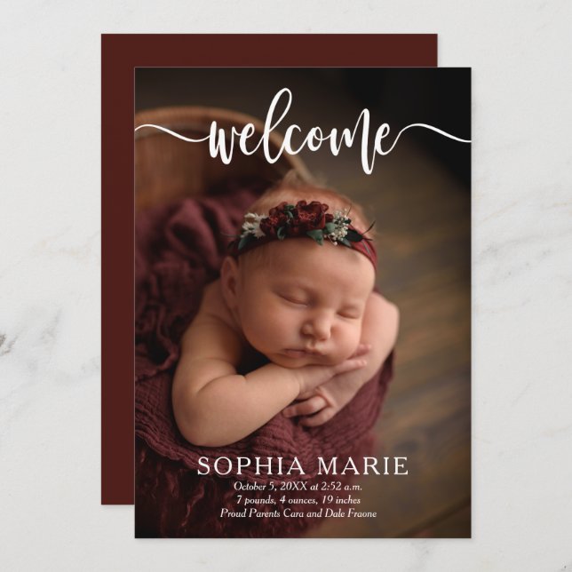 Welcome Baby Photo Birth Announcements (Front/Back)