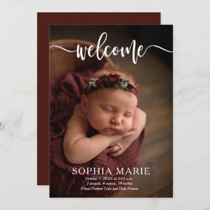 Welcome Baby Photo Birth Announcements