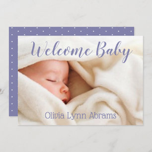 Welcome Baby Photo Card, Purple Announcement