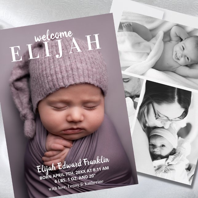Welcome Baby Photo Collage Birth Announcement (Creator Uploaded)