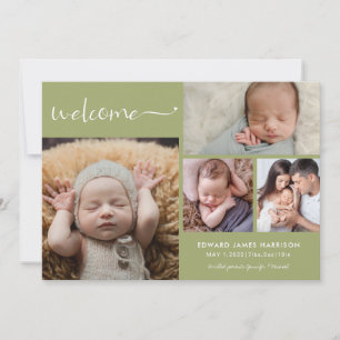 Welcome Baby Photo Collage Birth Announcement