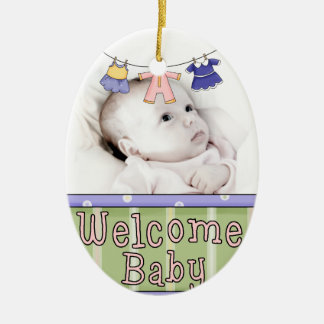Welcome Baby Photo Ornament - Girl