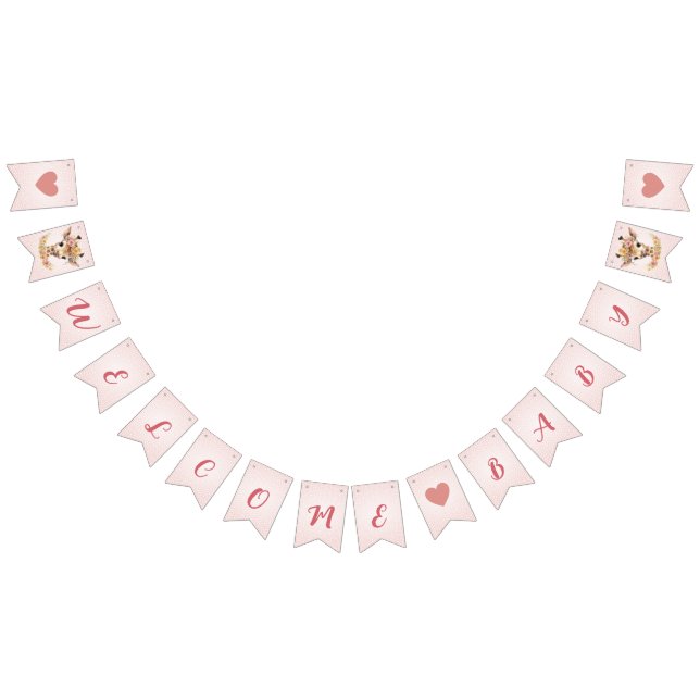 Welcome Baby Pink Giraffe Wild Safari Baby Shower Bunting (All)