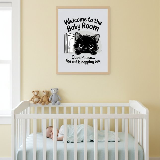 Welcome Baby Room Quiet Cat Napping Poster (Creator Uploaded)