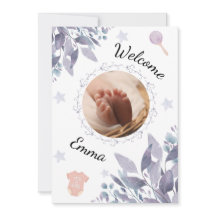 Welcome baby round photo girl