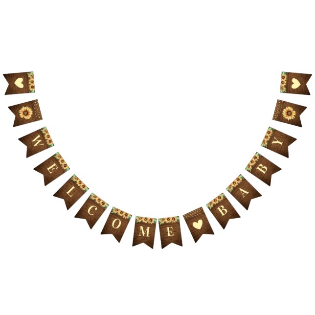 Welcome Baby Rustic Sunflower Fall Shower Sprinkle Bunting (All)