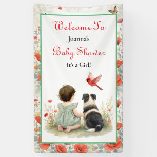 Welcome Baby Shower   Baby and Puppy Dog Banner
