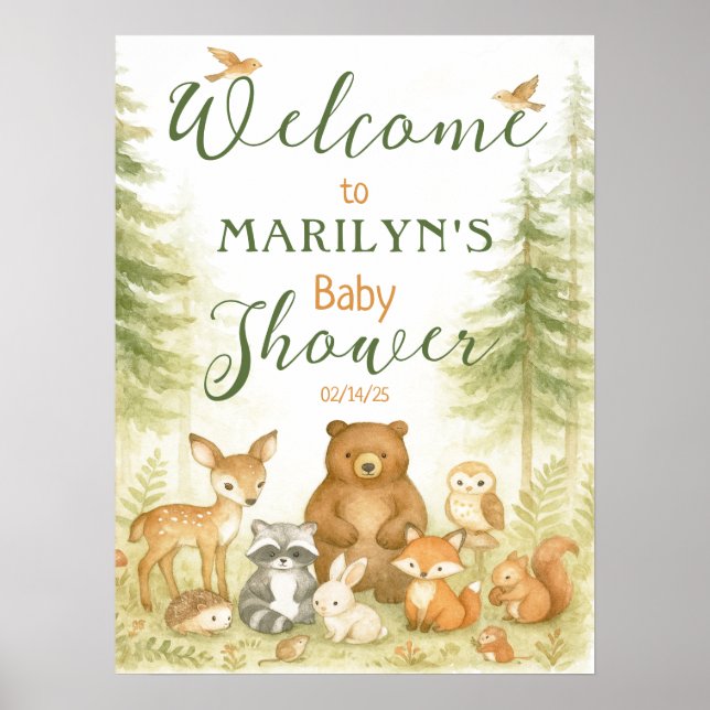 Welcome Baby Shower Baby Animals Poster (Front)