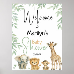 Welcome Baby Shower Baby Animals Poster
