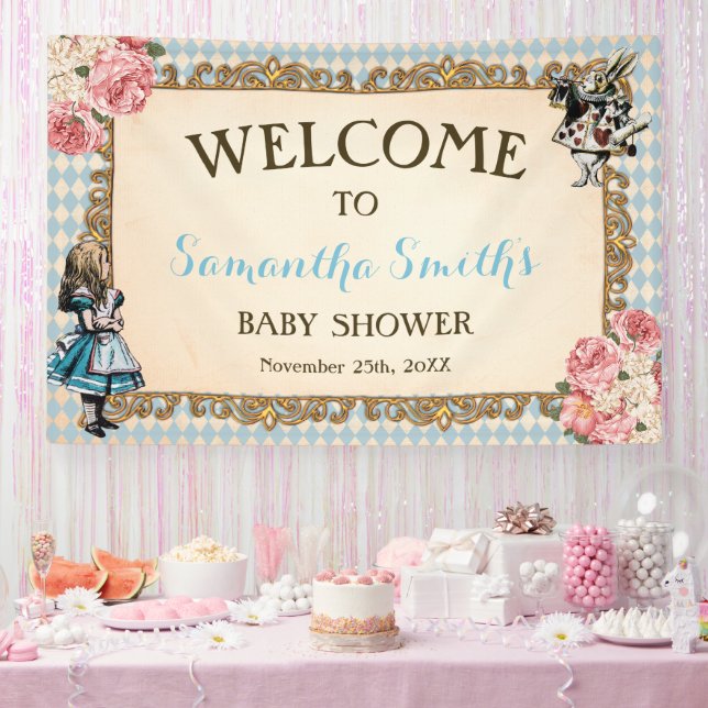 Welcome Baby Shower Banner Vintage Alice (Party)