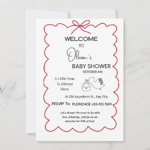 Welcome Baby Shower Invitation Cute Little Bear
