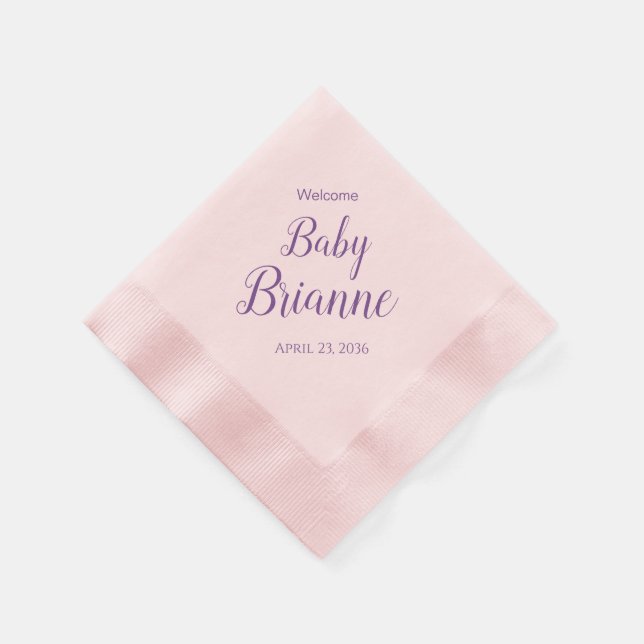 Welcome Baby Shower Party Napkins Personalised (Corner)