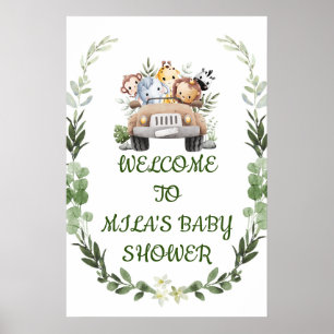 WELCOME BABY SHOWER SIGN,SAFARI ADVENTURE POSTER