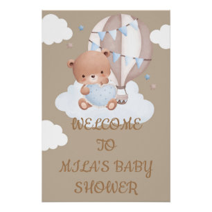 WELCOME BABY SHOWER SIGN WITH CUTE TEDDY BEAR
