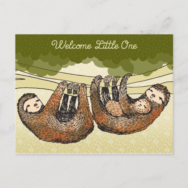 Welcome Baby Sloth Postcard (Front)