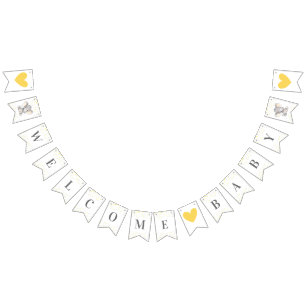 Welcome Baby Yellow Gray Elephant Shower Sprinkle Bunting