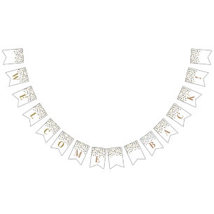 Welcome Back Banner Black Gold Confetti