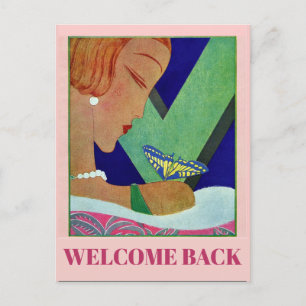 Welcome Back, Butterfly, Vintage Style Postcard
