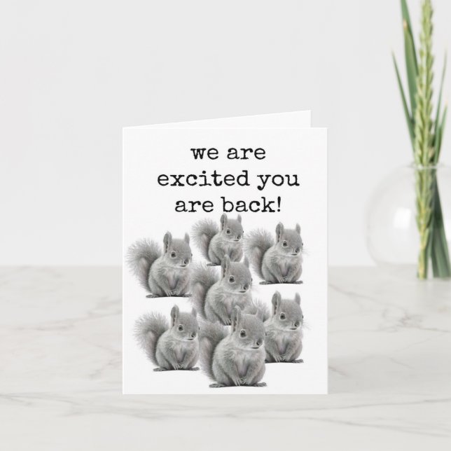Welcome Back Card, Cute Squirrels Card (Front)